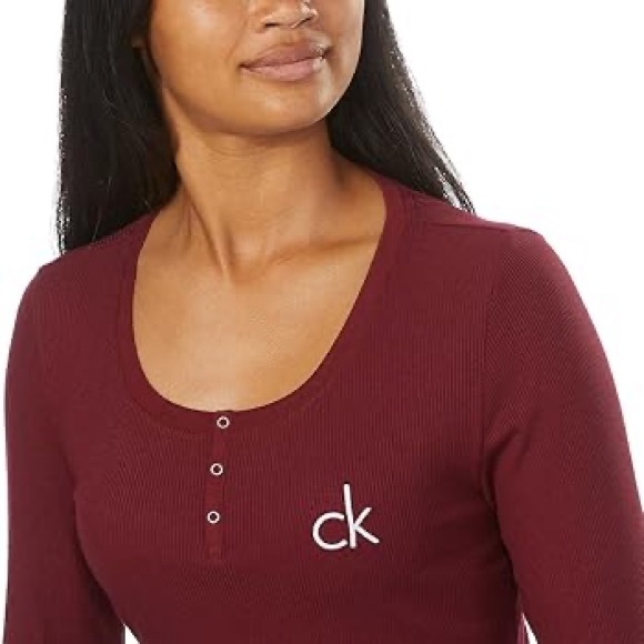 Calvin Klein Maroon Buttoned Top - Picture 1 of 5